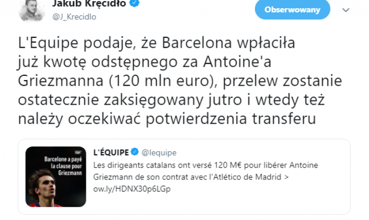 ''L'Equipe'': Wiadomo kiedy Griezmann zostanie PIŁKARZEM Barcelony